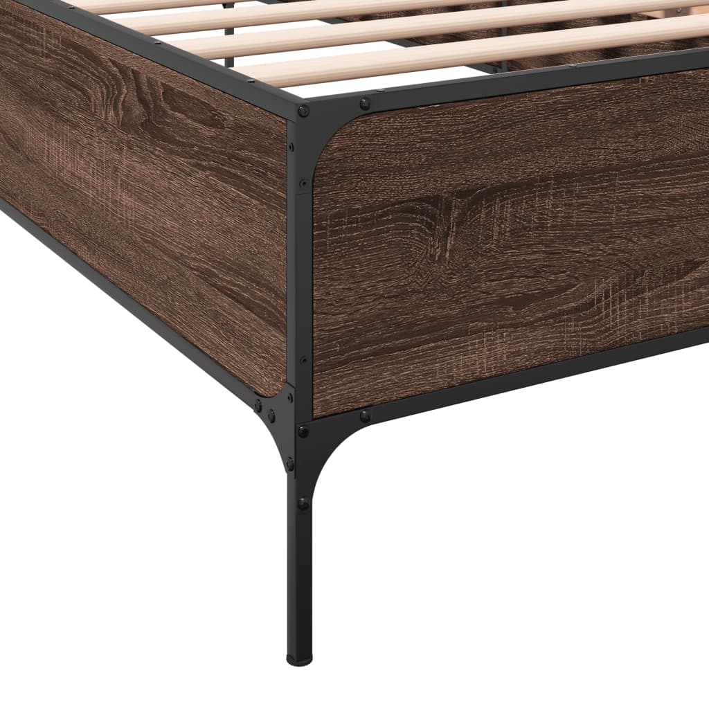 Bed Frame without Mattress Brown Oak 75x190 cm Small Single