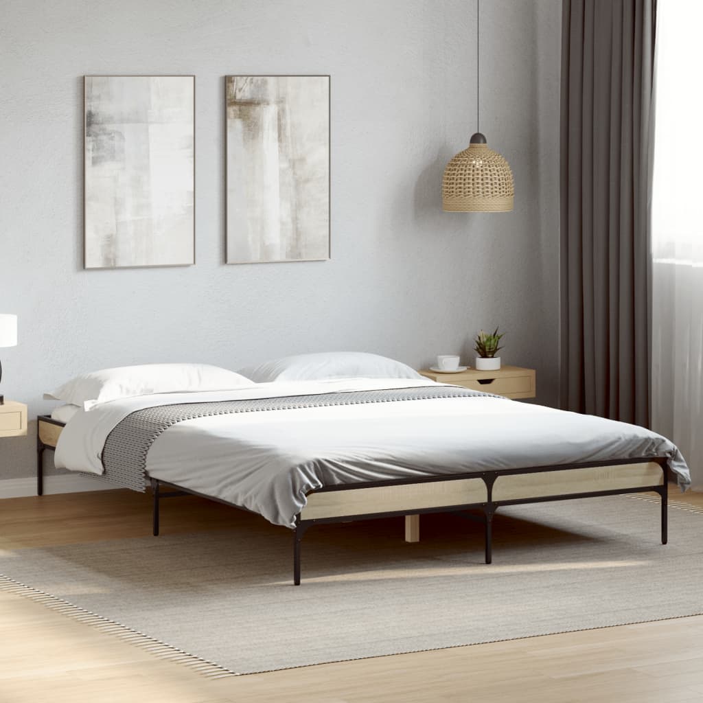 Bed Frame without Mattress Sonoma Oak 150x200 cm King Size