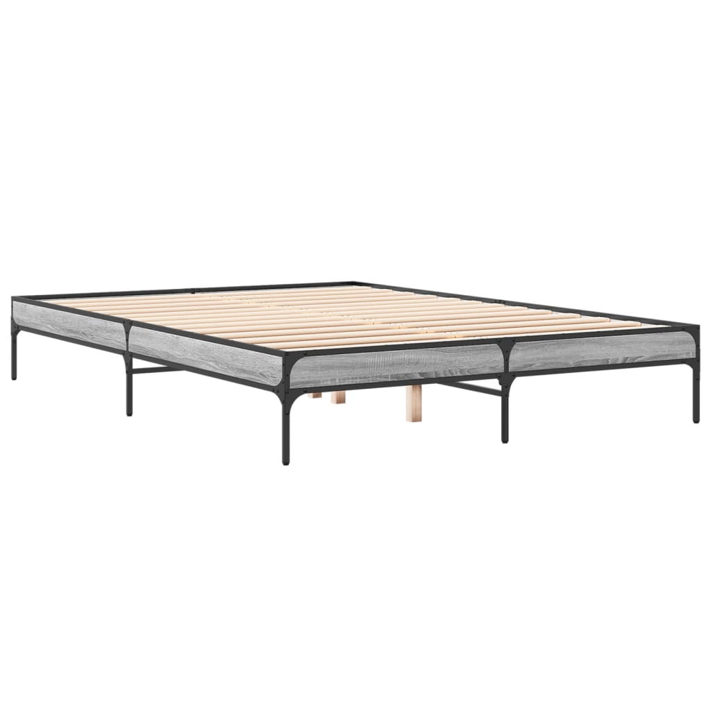 Bed Frame without Mattress Grey Sonoma 150x200 cm King Size
