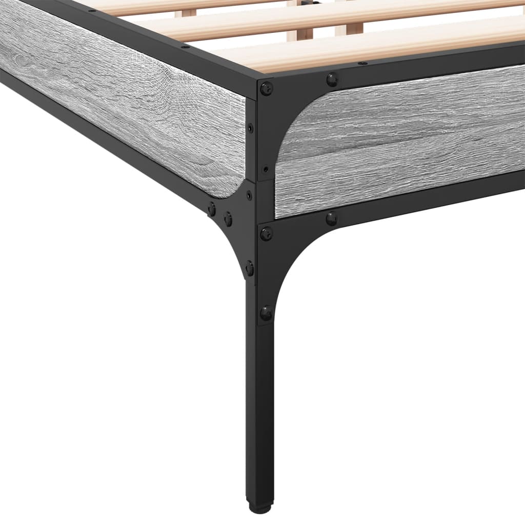 Bed Frame without Mattress Grey Sonoma 150x200 cm King Size