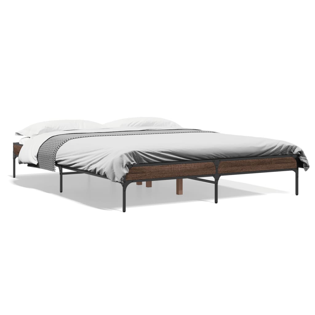 Bed Frame without Mattress Brown Oak 140x200 cm