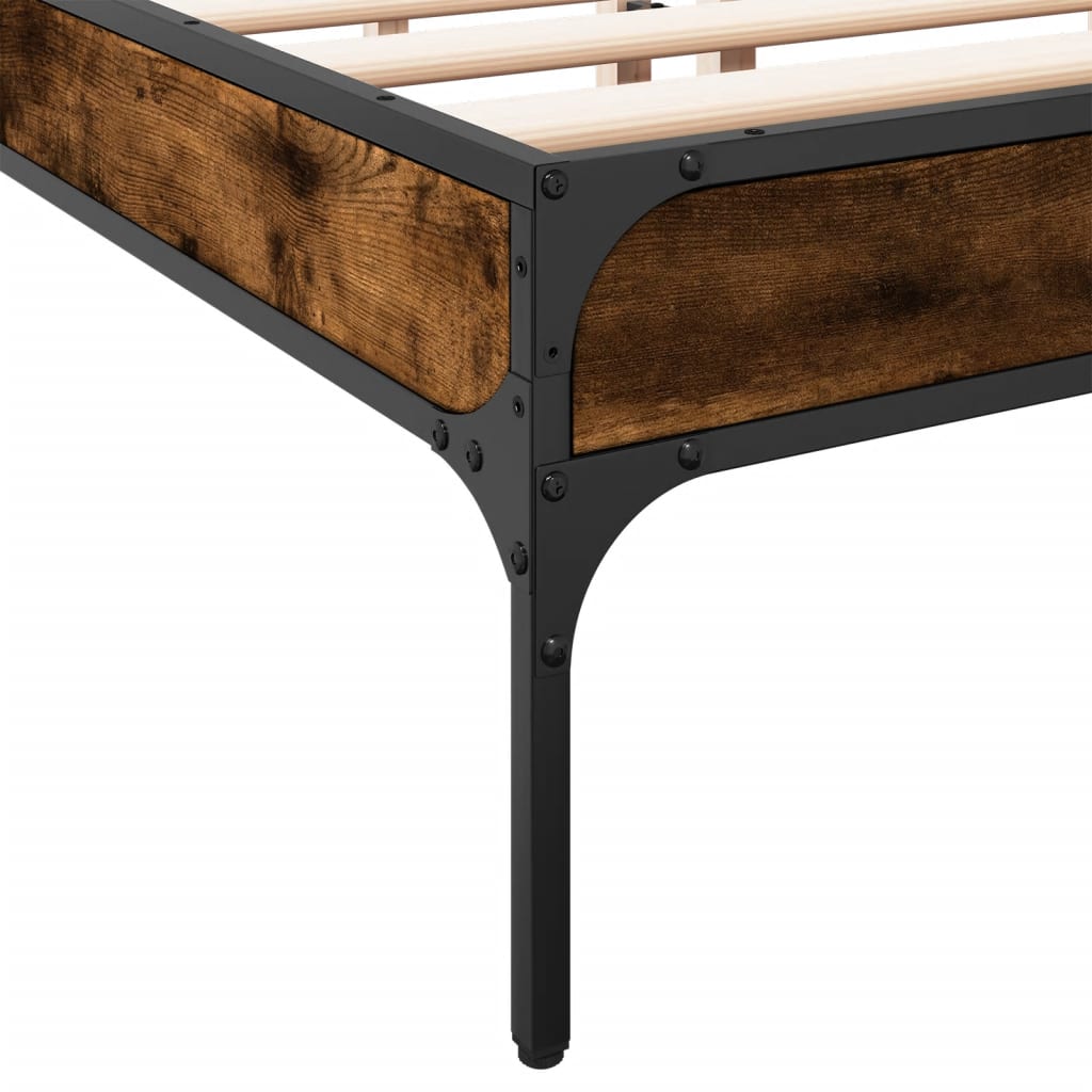 Bed Frame without Mattress Smoked Oak 120x200 cm
