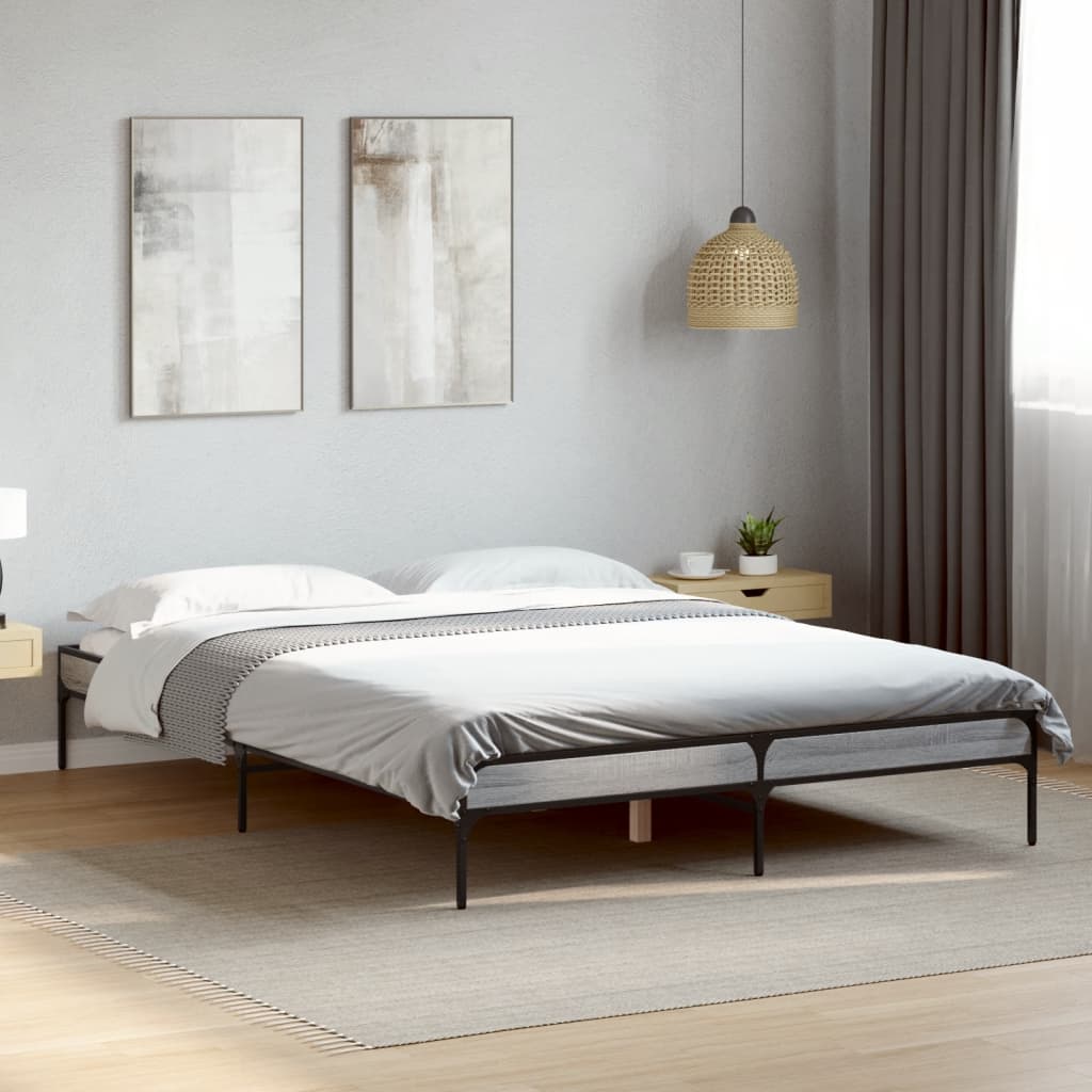 Bed Frame without Mattress Grey Sonoma 120x200 cm