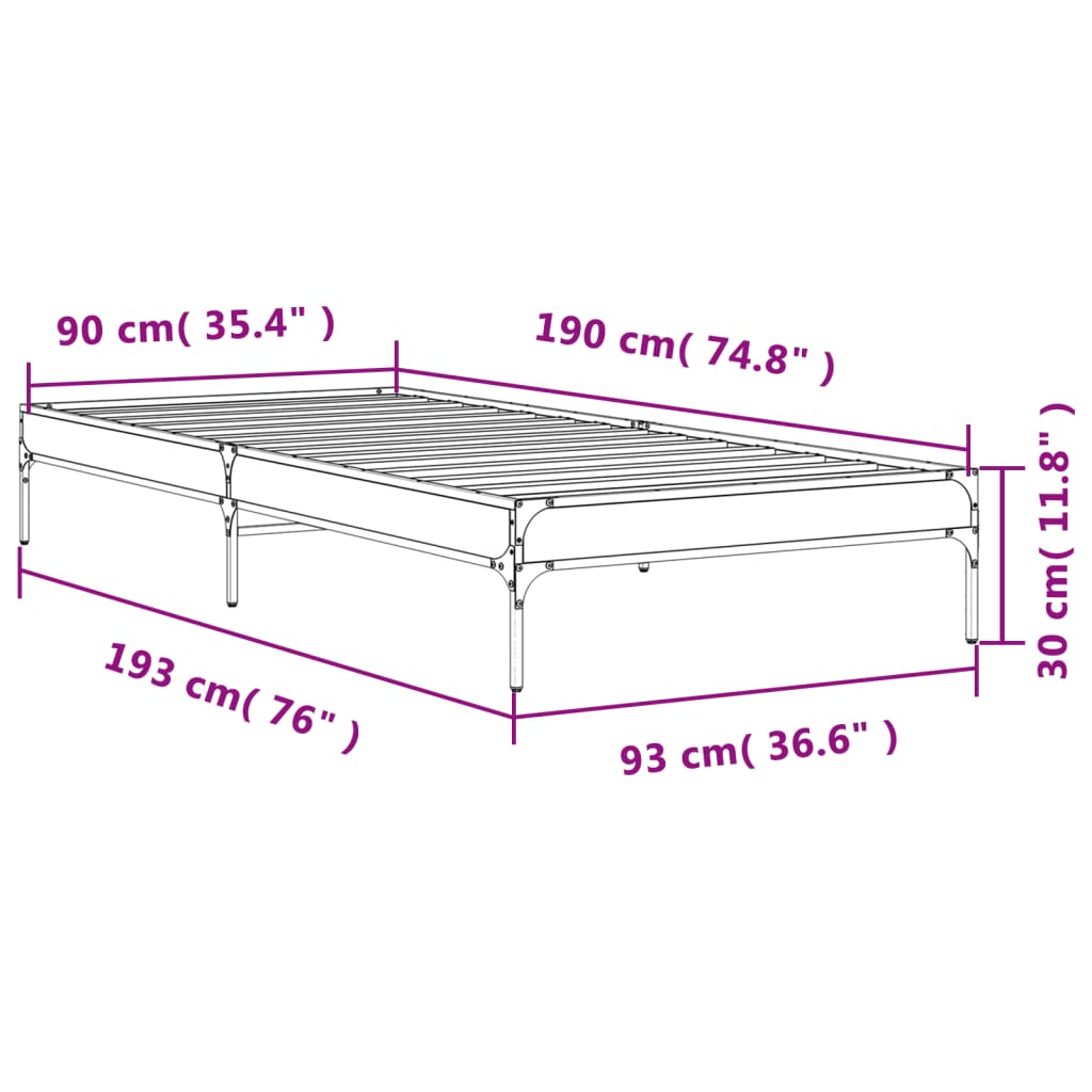 Bed Frame without Mattress Black 90x190 cm Single