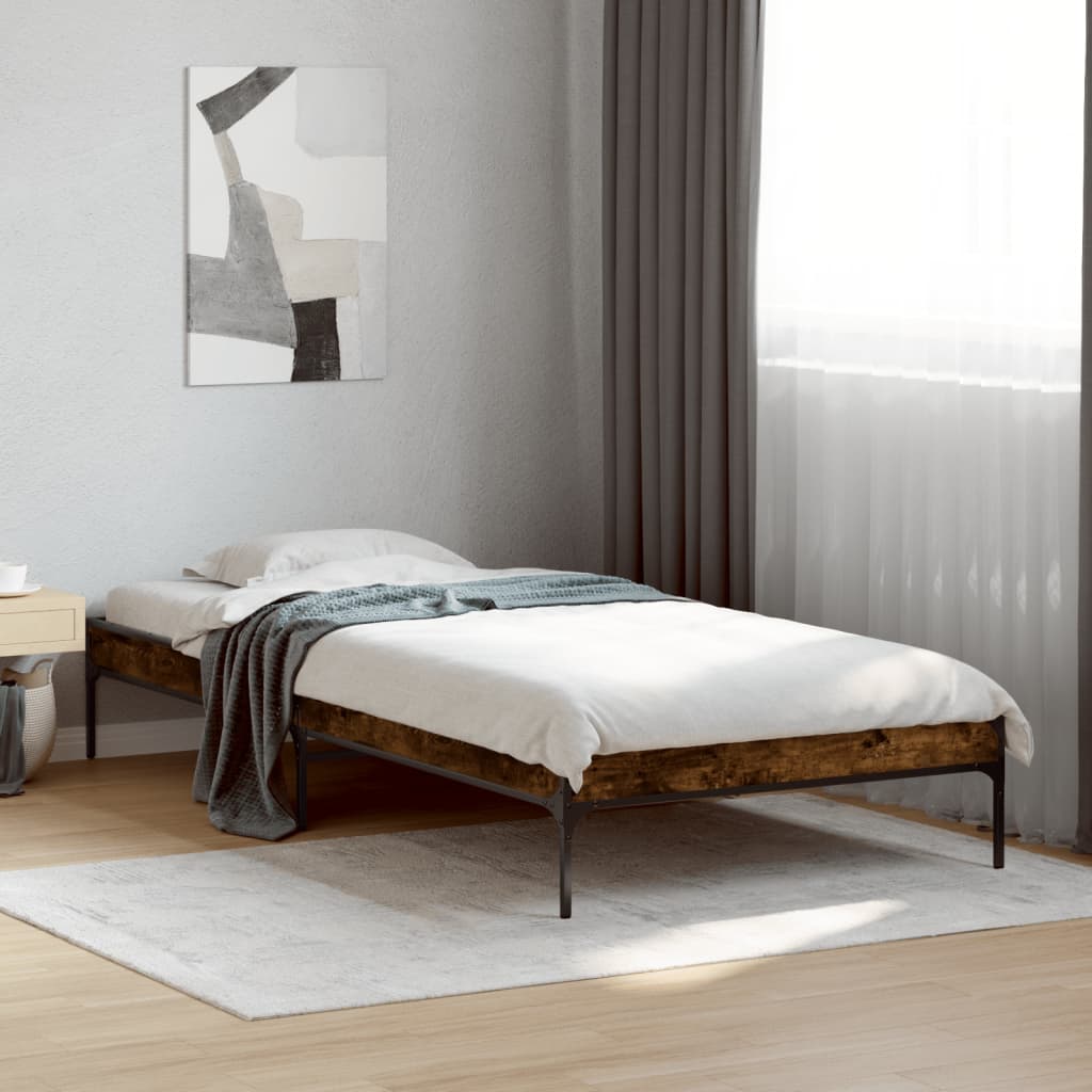 Bed Frame without Mattress Smoked Oak 90x190 cm Single