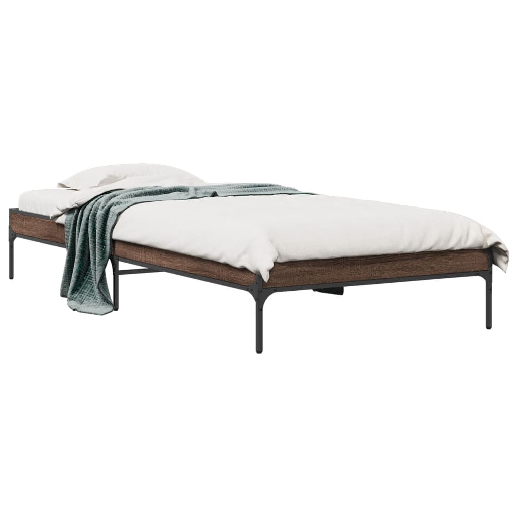 Bed Frame without Mattress Brown Oak 75x190 cm Small Single