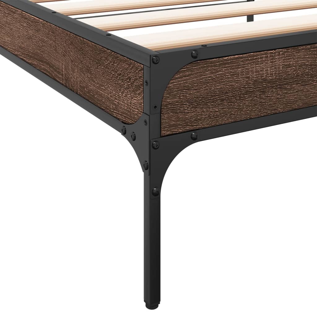 Bed Frame without Mattress Brown Oak 75x190 cm Small Single