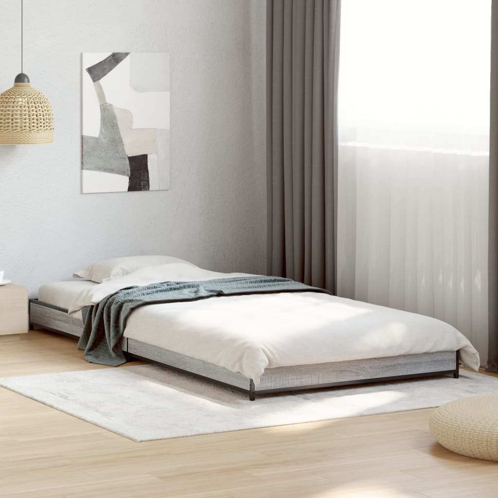Bed Frame without Mattress Grey Sonoma 75x190 cm Small Single