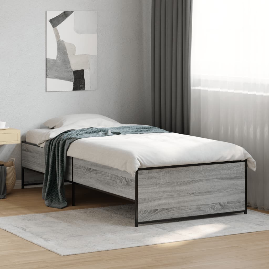 Bed Frame without Mattress Grey Sonoma 100x200 cm