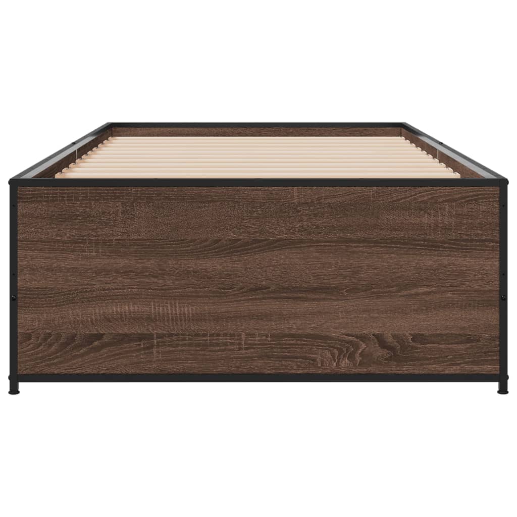 Bed Frame without Mattress Brown Oak 100x200 cm