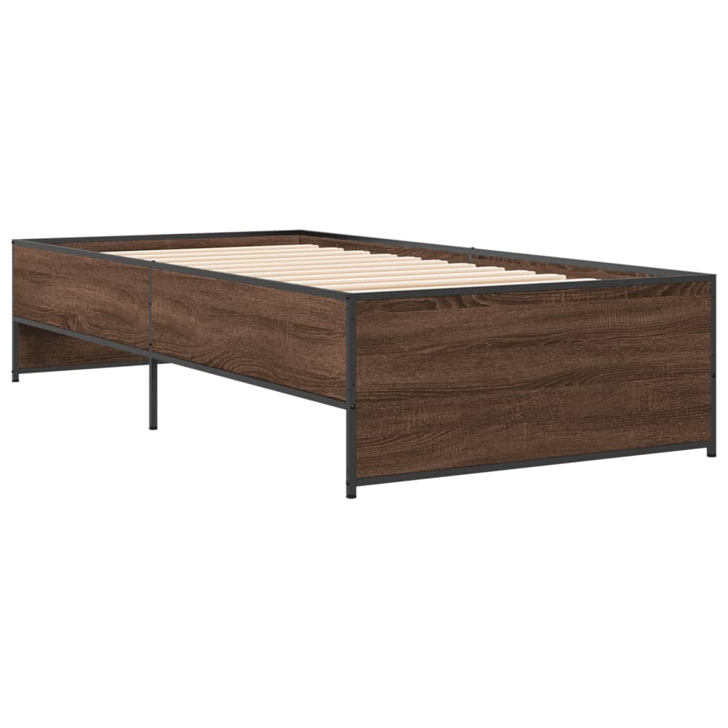 Bed Frame without Mattress Brown Oak 100x200 cm