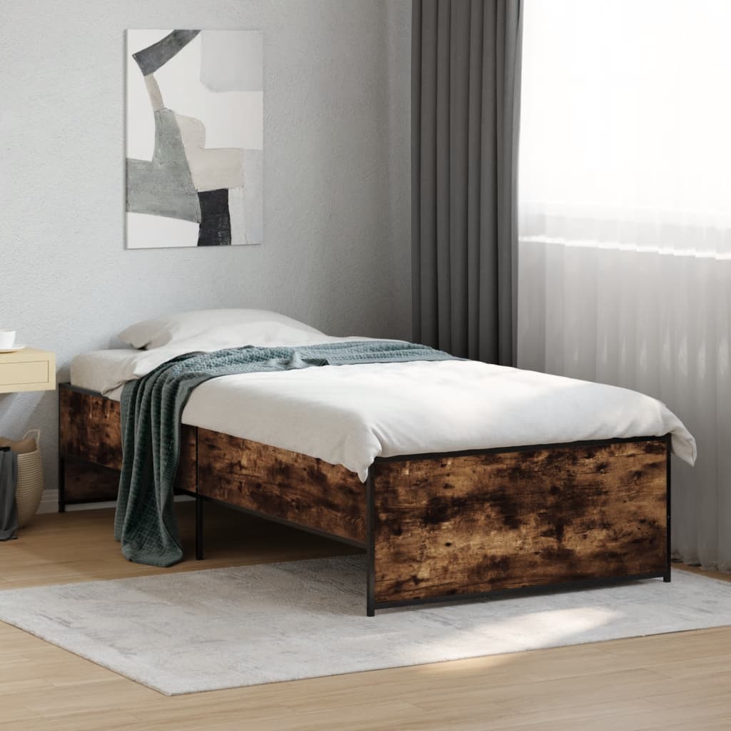 Bed Frame without Mattress Smoked Oak 75x190 cm Small Single
