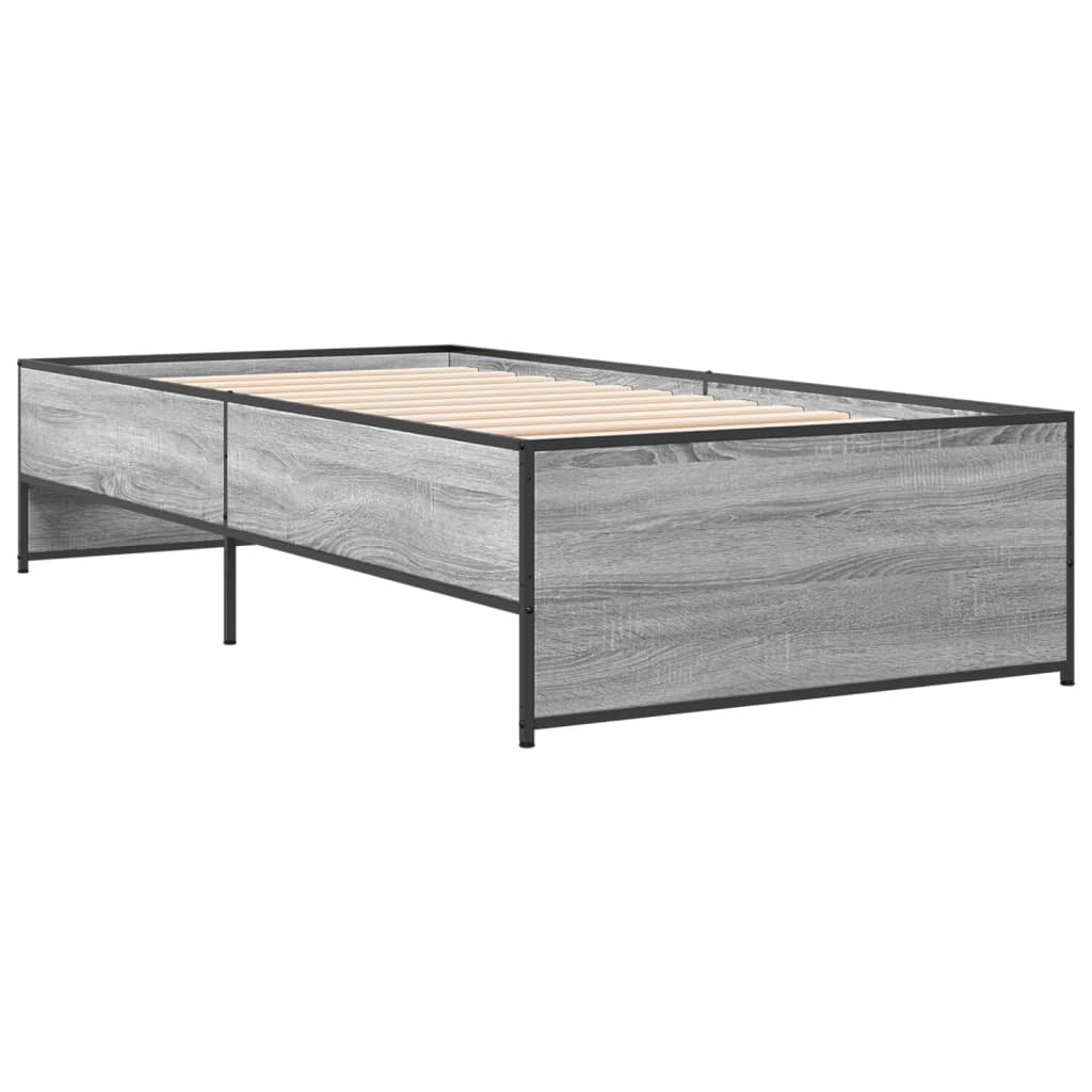 Bed Frame without Mattress Grey Sonoma 75x190 cm Small Single