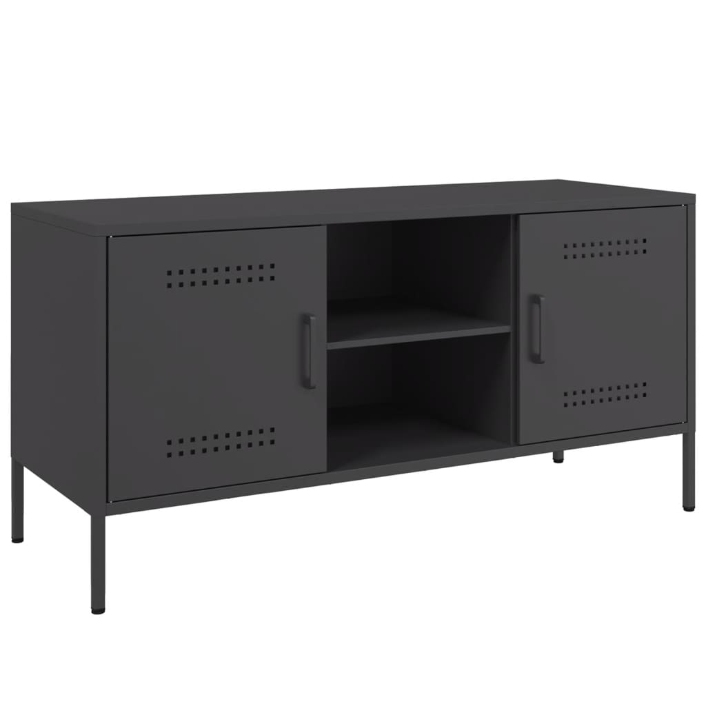 Industrial Steel 40 Inch TV Tele Stand Unit Cabinet With 2 Doors & Open Storage