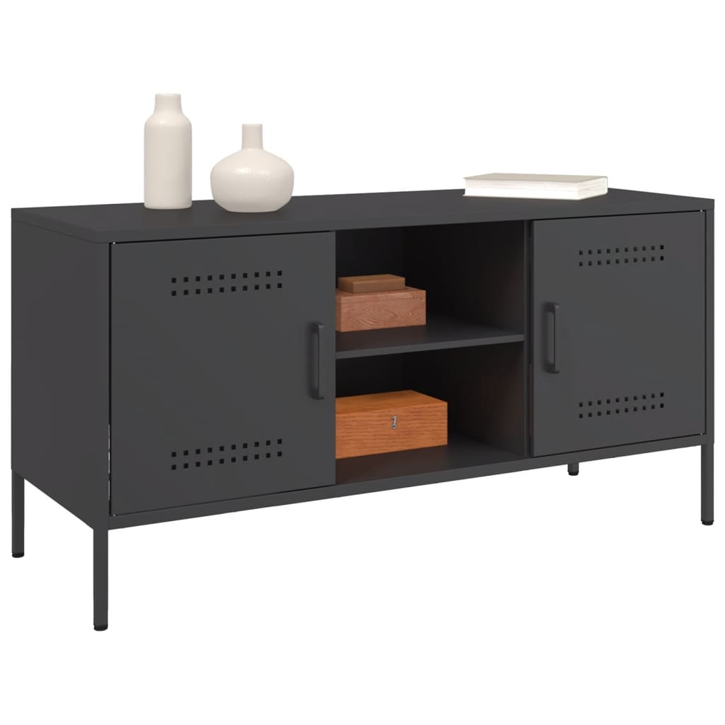 Industrial Steel 40 Inch TV Tele Stand Unit Cabinet With 2 Doors & Open Storage