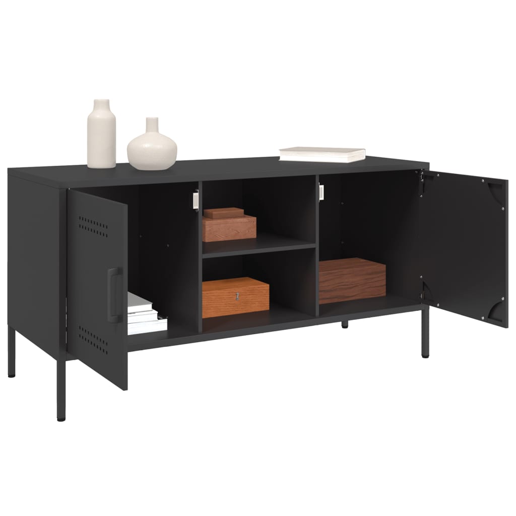 Industrial Steel 40 Inch TV Tele Stand Unit Cabinet With 2 Doors & Open Storage