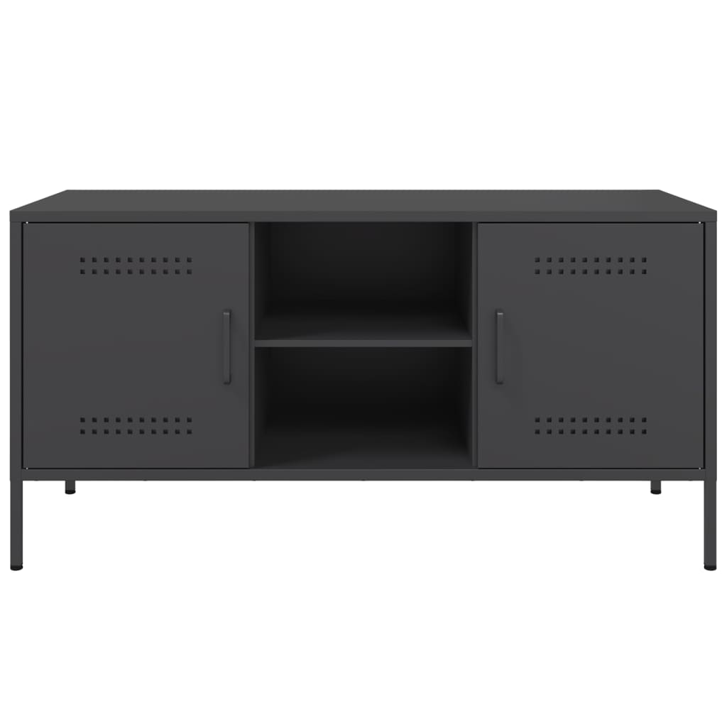 Industrial Steel 40 Inch TV Tele Stand Unit Cabinet With 2 Doors & Open Storage