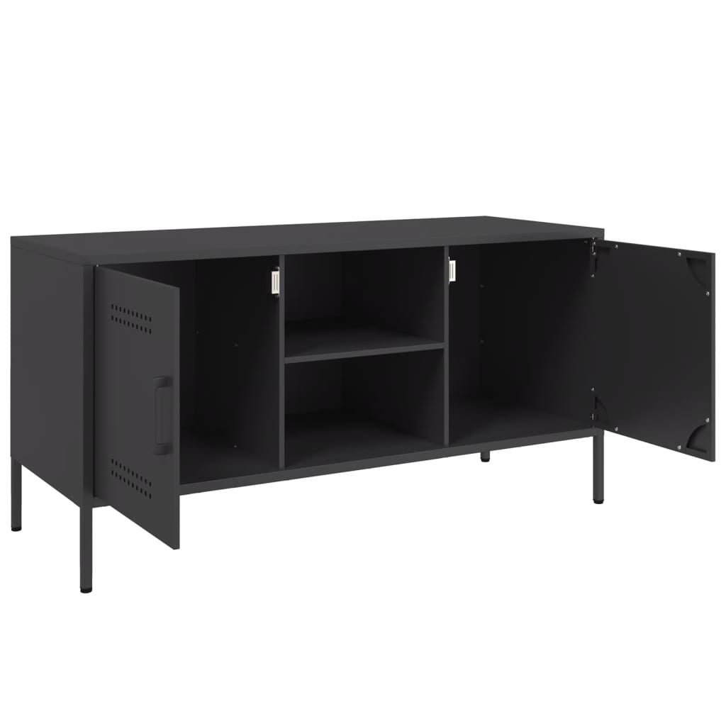 Industrial Steel 40 Inch TV Tele Stand Unit Cabinet With 2 Doors & Open Storage