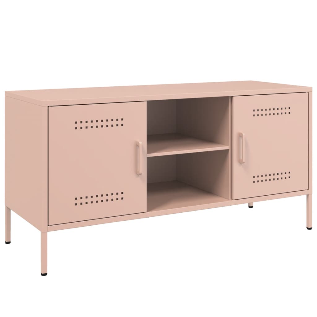 Industrial Steel 40 Inch TV Tele Stand Unit Cabinet With 2 Doors & Open Storage