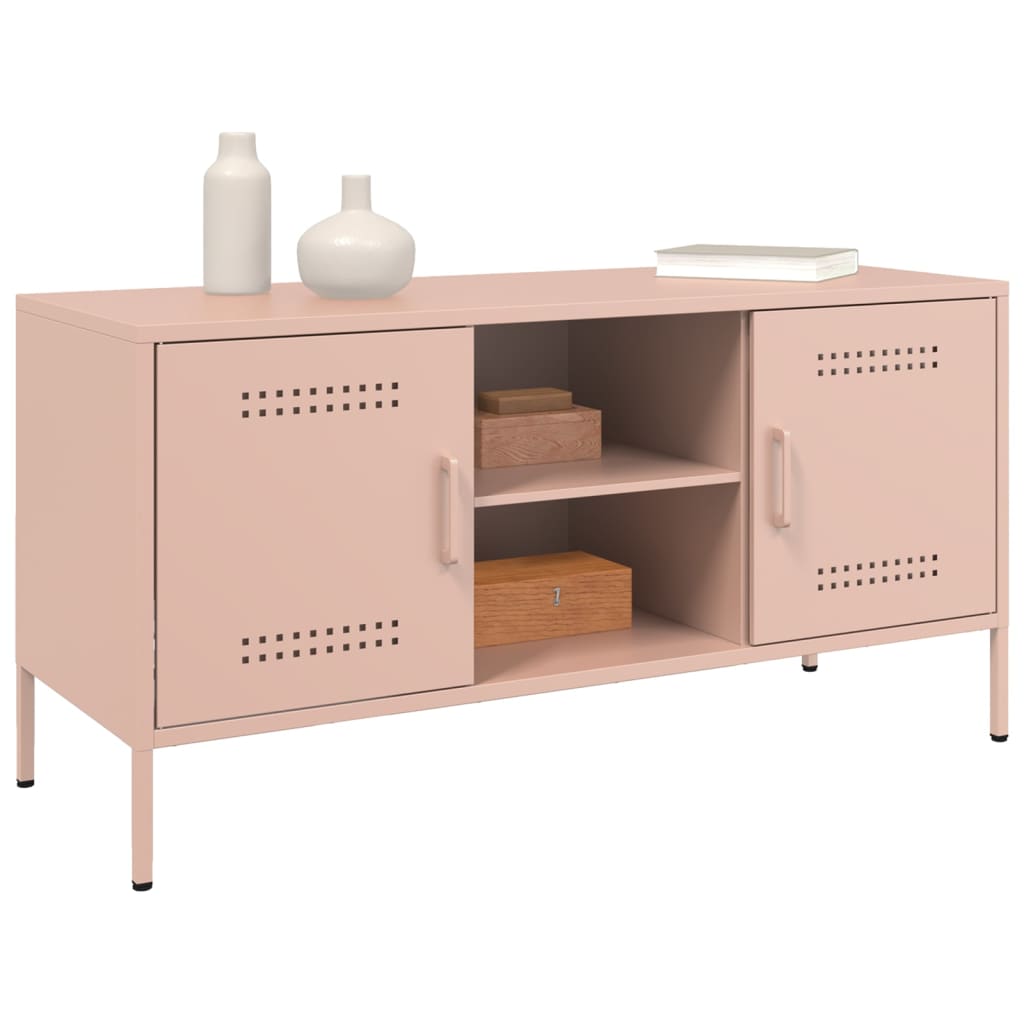 Industrial Steel 40 Inch TV Tele Stand Unit Cabinet With 2 Doors & Open Storage