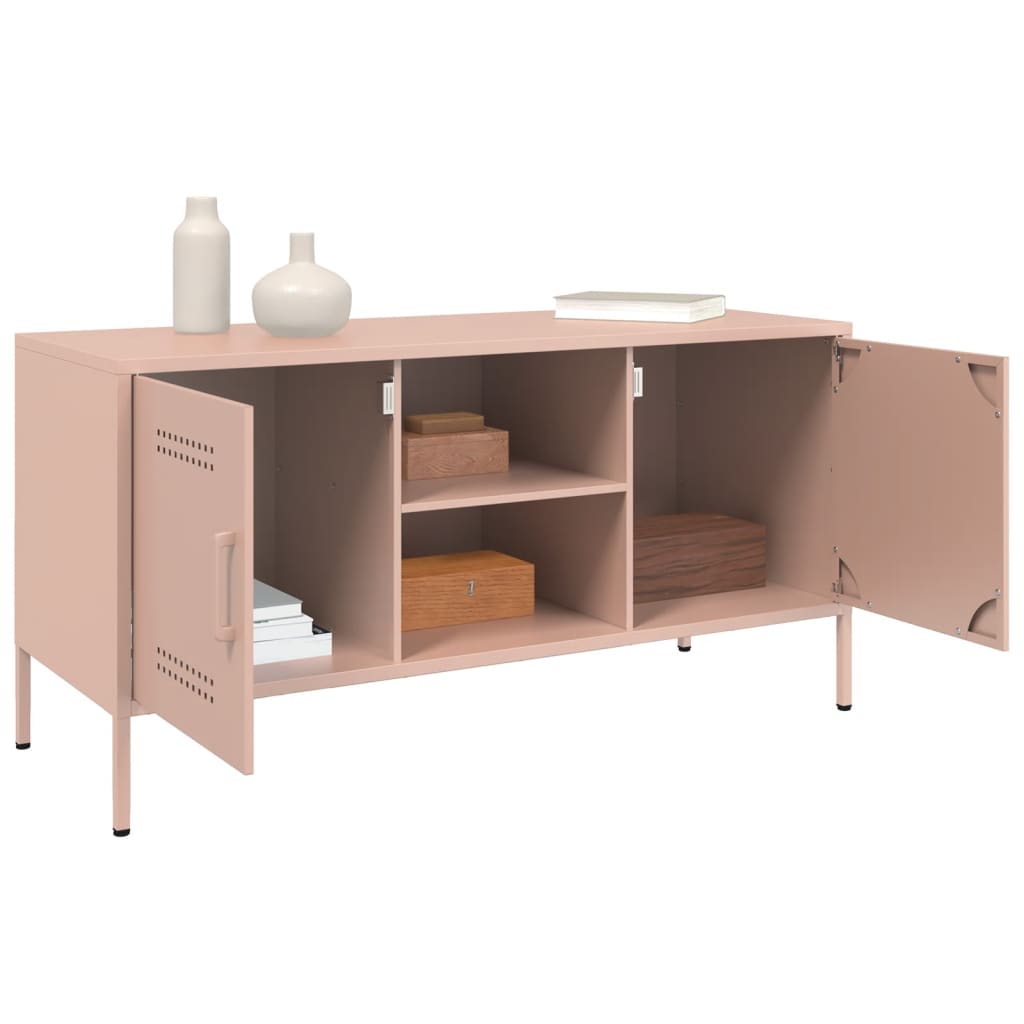 Industrial Steel 40 Inch TV Tele Stand Unit Cabinet With 2 Doors & Open Storage