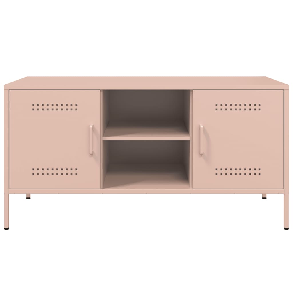 Industrial Steel 40 Inch TV Tele Stand Unit Cabinet With 2 Doors & Open Storage