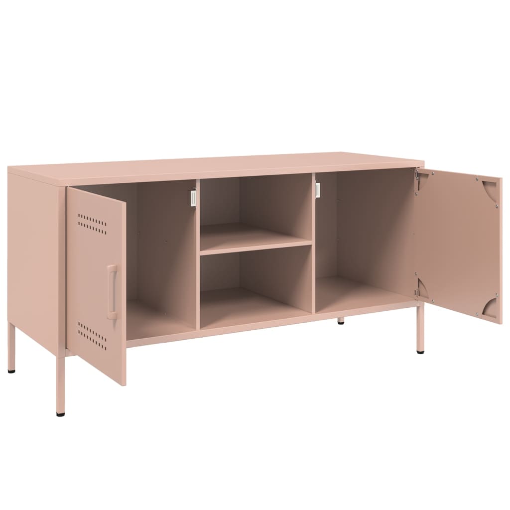 Industrial Steel 40 Inch TV Tele Stand Unit Cabinet With 2 Doors & Open Storage