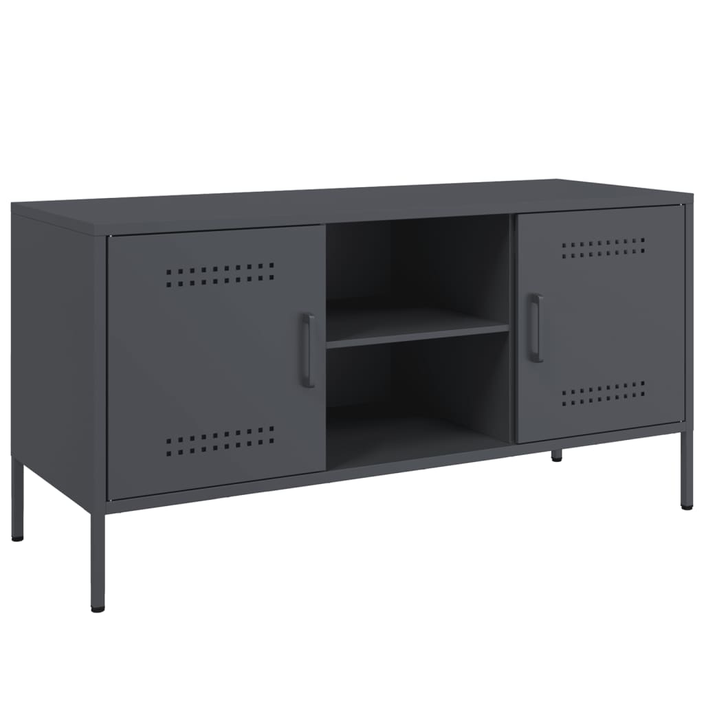 Industrial Steel 40 Inch TV Tele Stand Unit Cabinet With 2 Doors & Open Storage