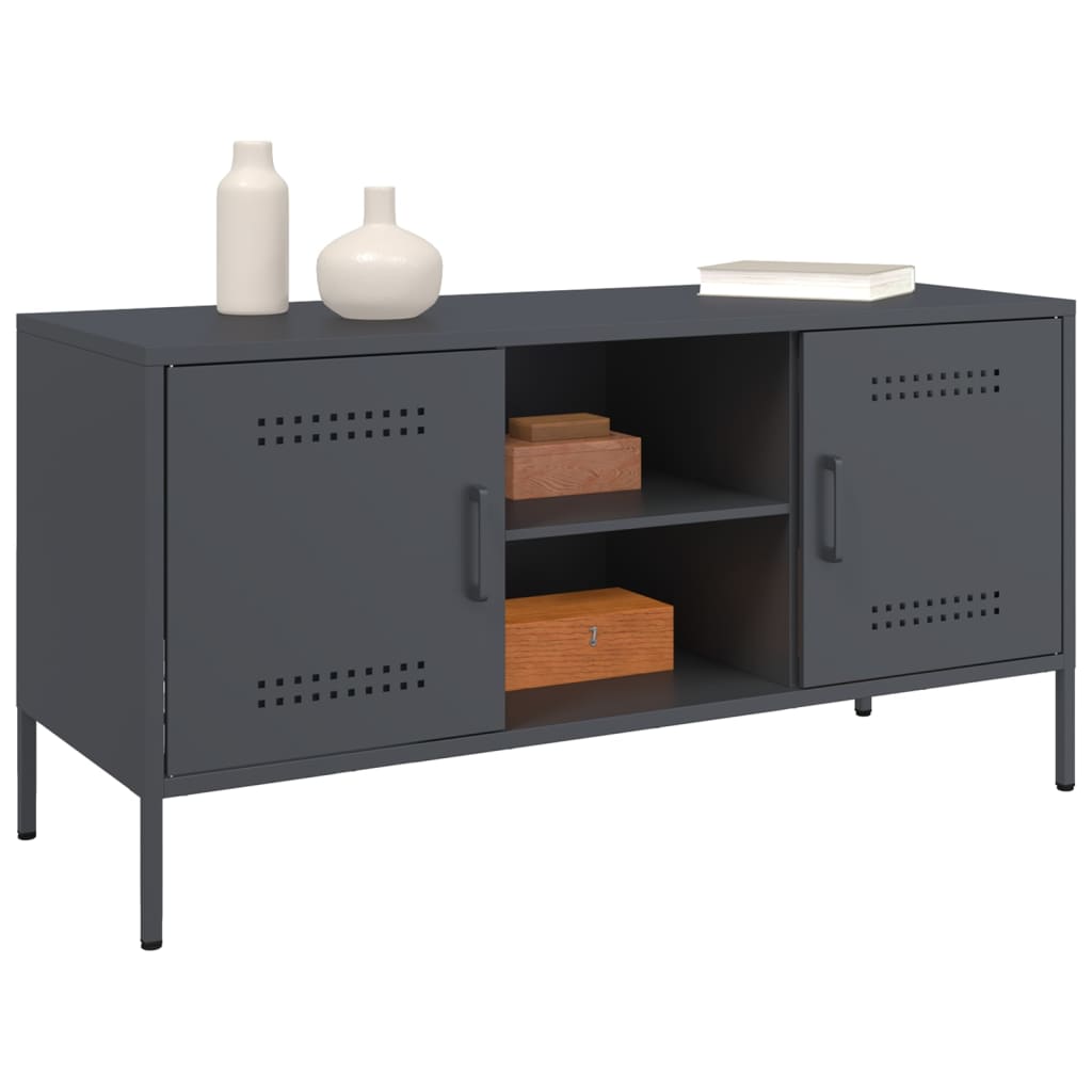 Industrial Steel 40 Inch TV Tele Stand Unit Cabinet With 2 Doors & Open Storage