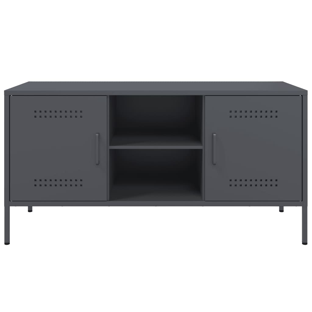 Industrial Steel 40 Inch TV Tele Stand Unit Cabinet With 2 Doors & Open Storage