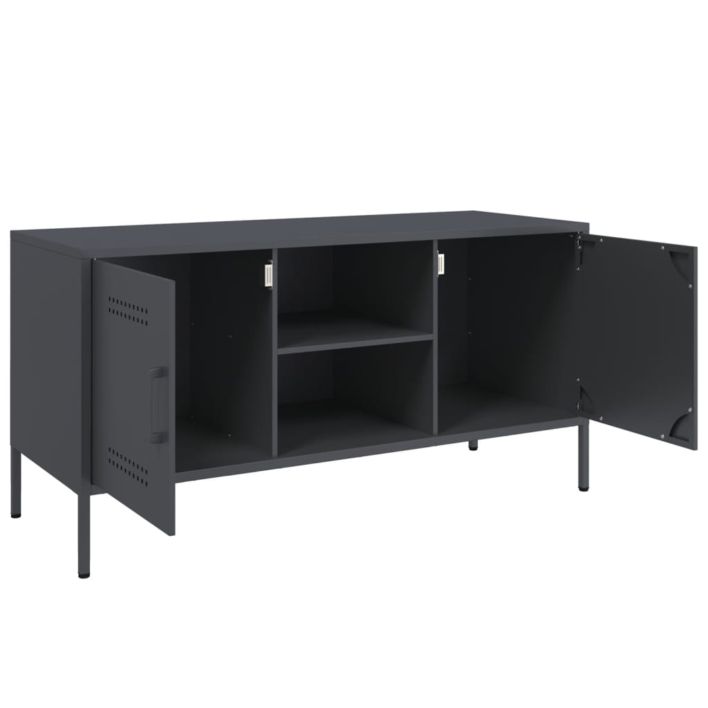 Industrial Steel 40 Inch TV Tele Stand Unit Cabinet With 2 Doors & Open Storage