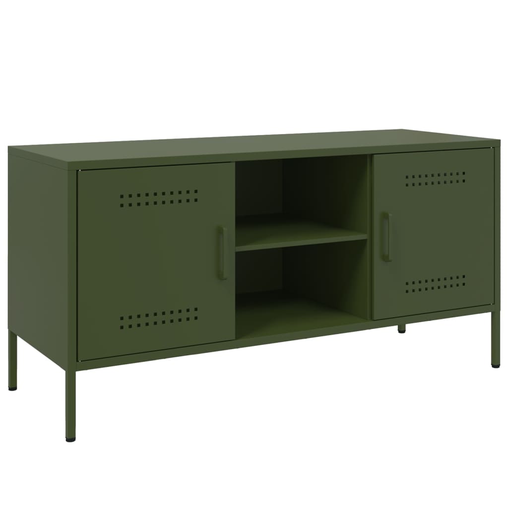 Industrial Steel 40 Inch TV Tele Stand Unit Cabinet With 2 Doors & Open Storage