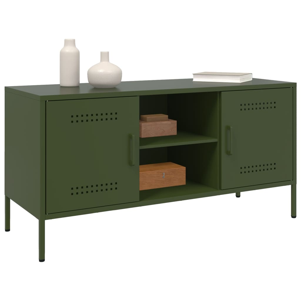 Industrial Steel 40 Inch TV Tele Stand Unit Cabinet With 2 Doors & Open Storage