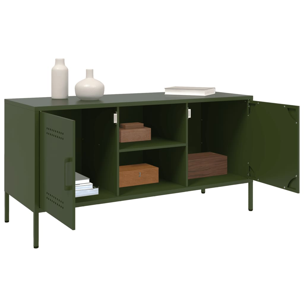 Industrial Steel 40 Inch TV Tele Stand Unit Cabinet With 2 Doors & Open Storage