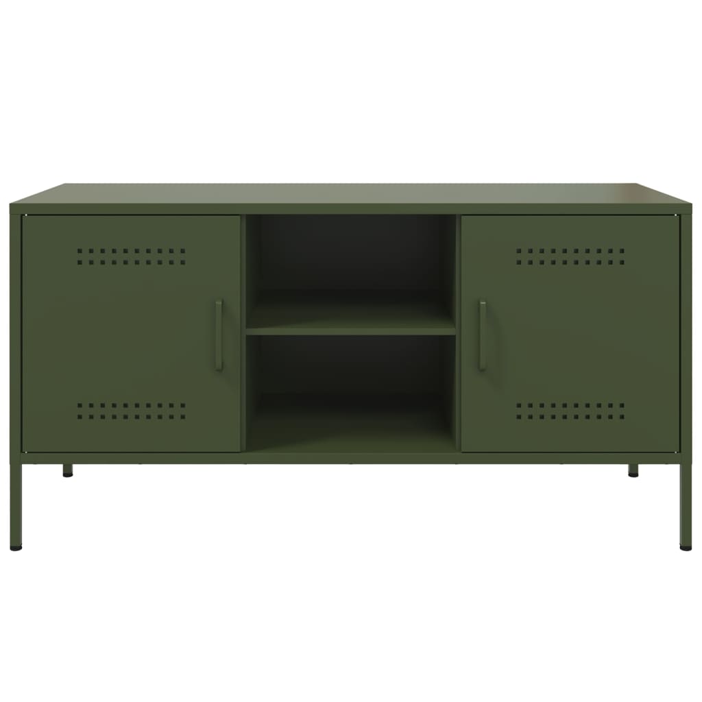 Industrial Steel 40 Inch TV Tele Stand Unit Cabinet With 2 Doors & Open Storage