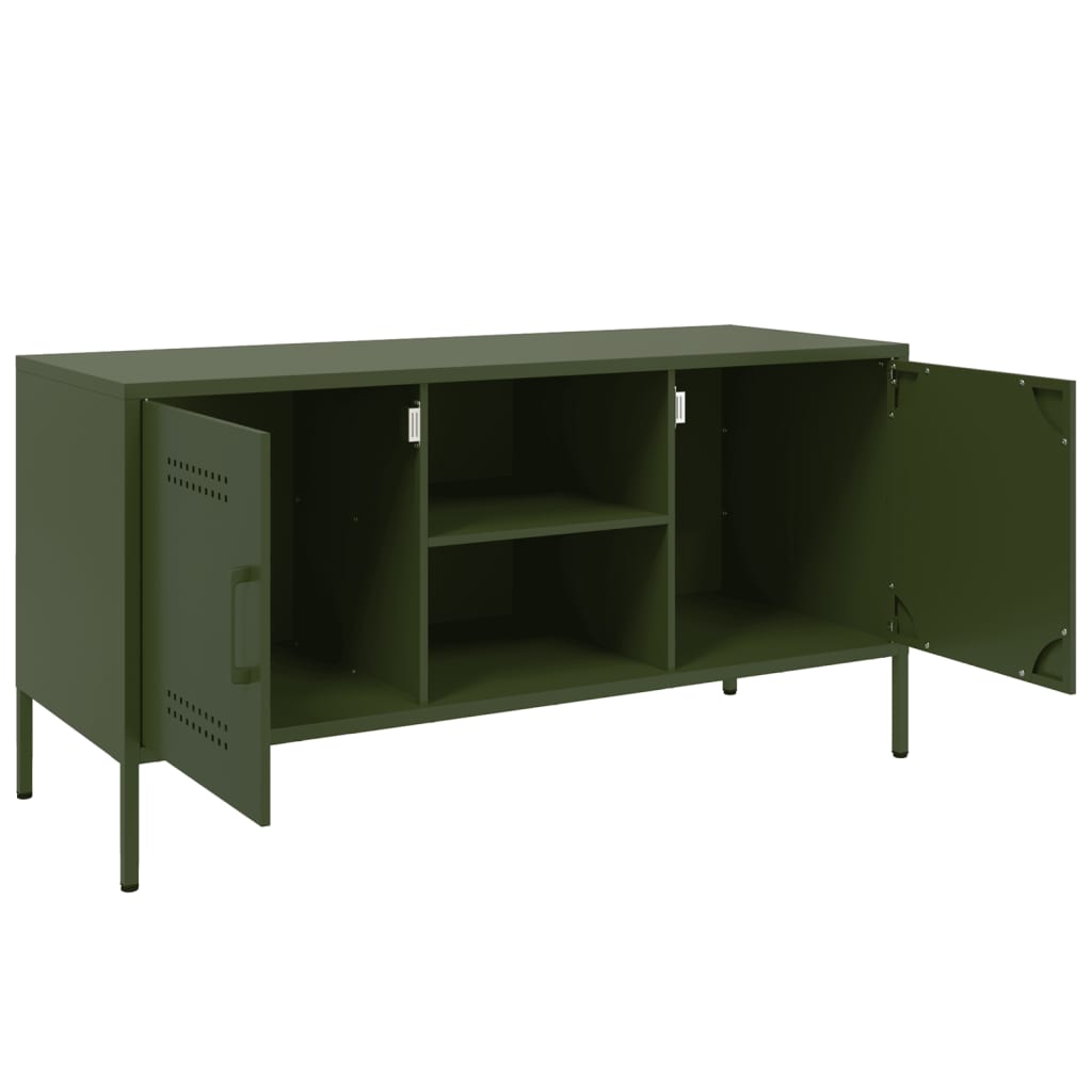 Industrial Steel 40 Inch TV Tele Stand Unit Cabinet With 2 Doors & Open Storage