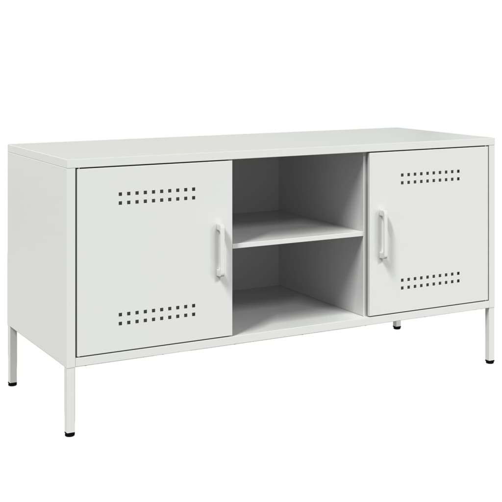 Industrial Steel 40 Inch TV Tele Stand Unit Cabinet With 2 Doors & Open Storage