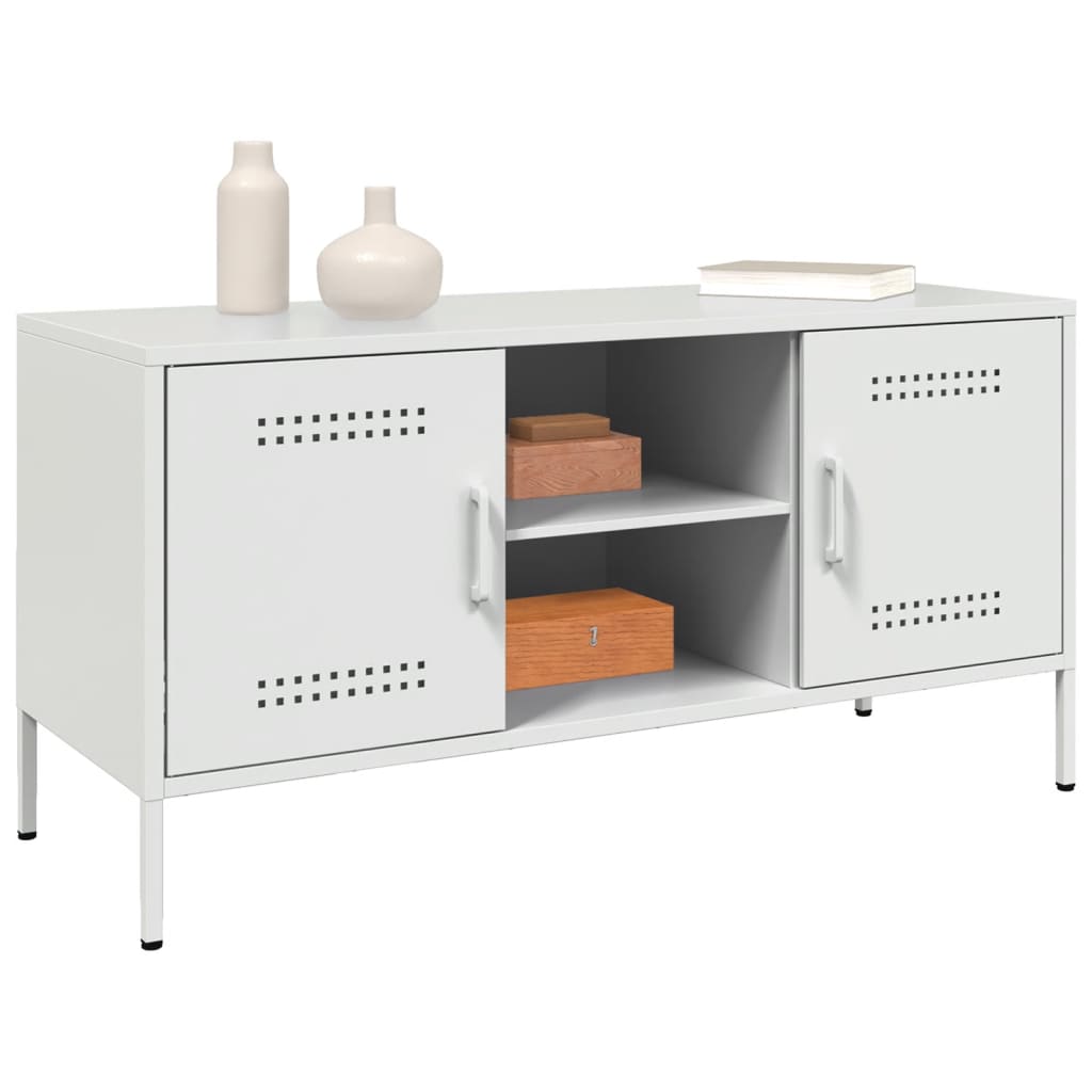 Industrial Steel 40 Inch TV Tele Stand Unit Cabinet With 2 Doors & Open Storage