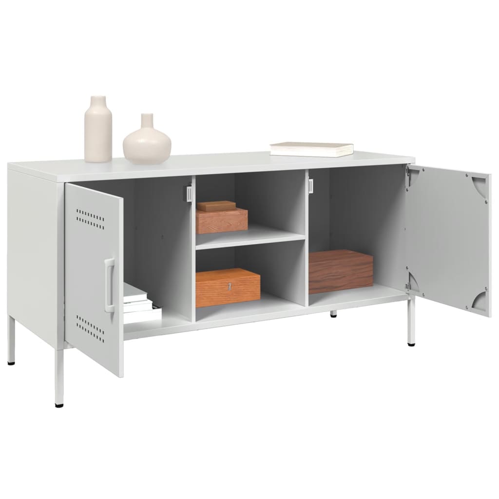 Industrial Steel 40 Inch TV Tele Stand Unit Cabinet With 2 Doors & Open Storage