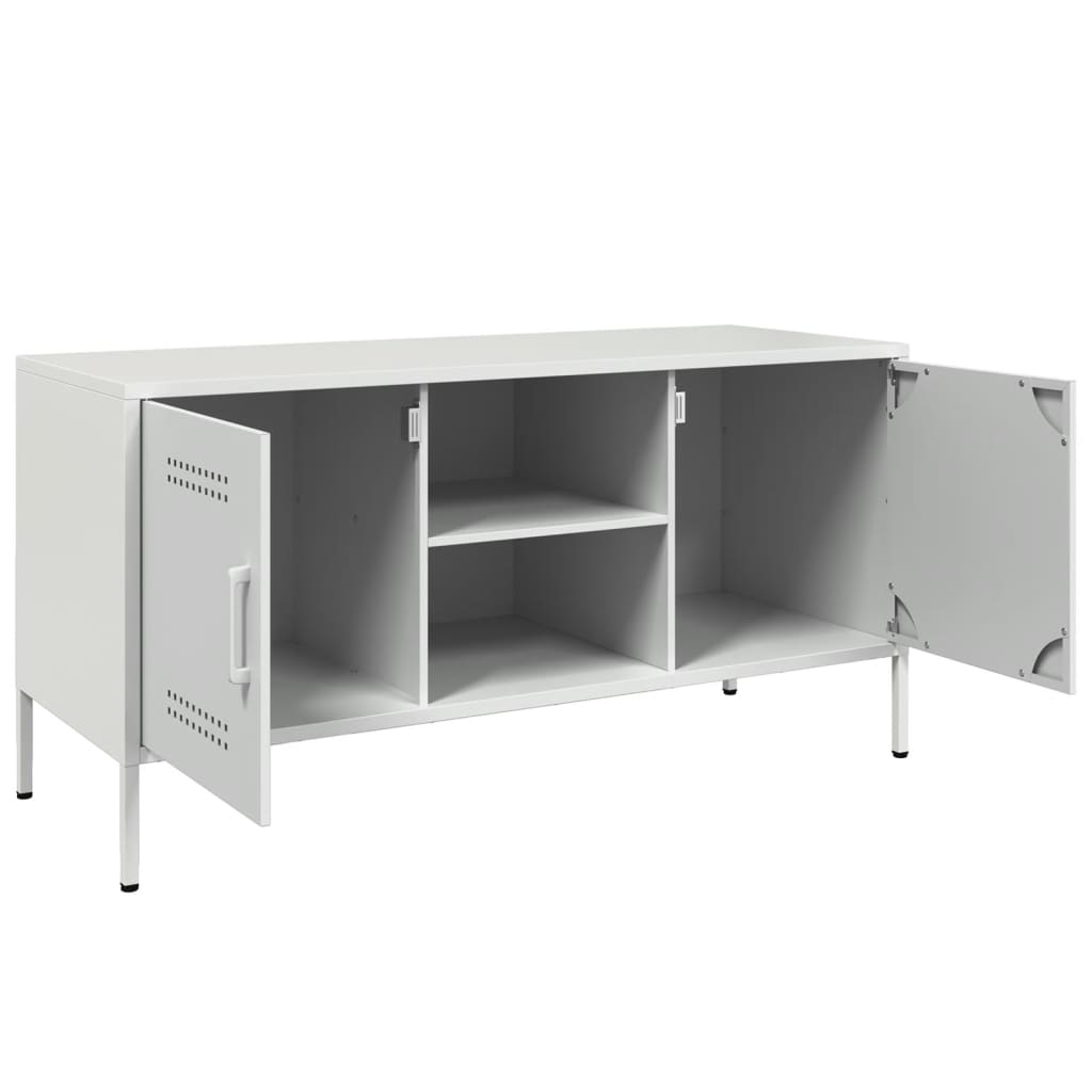 Industrial Steel 40 Inch TV Tele Stand Unit Cabinet With 2 Doors & Open Storage