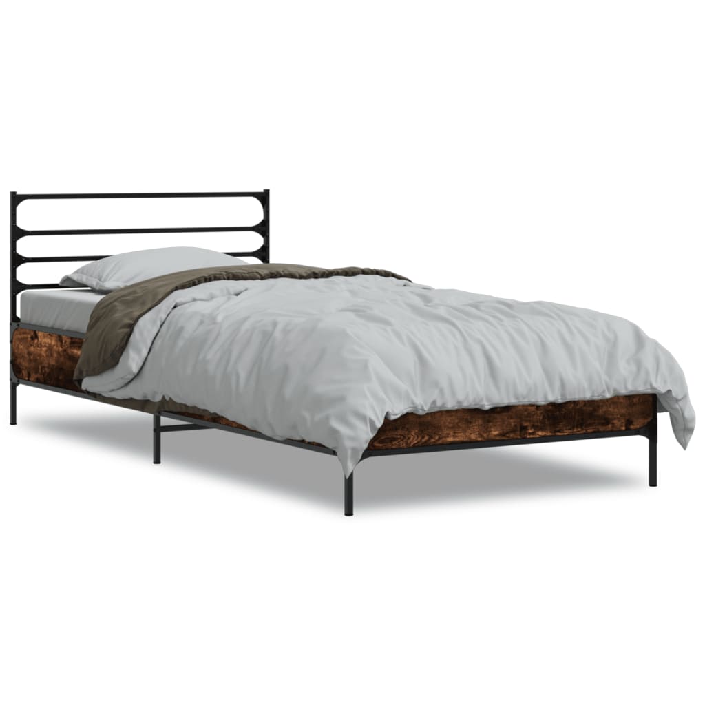 Bed Frame without Mattress Smoked Oak 75x190 cm Small Single