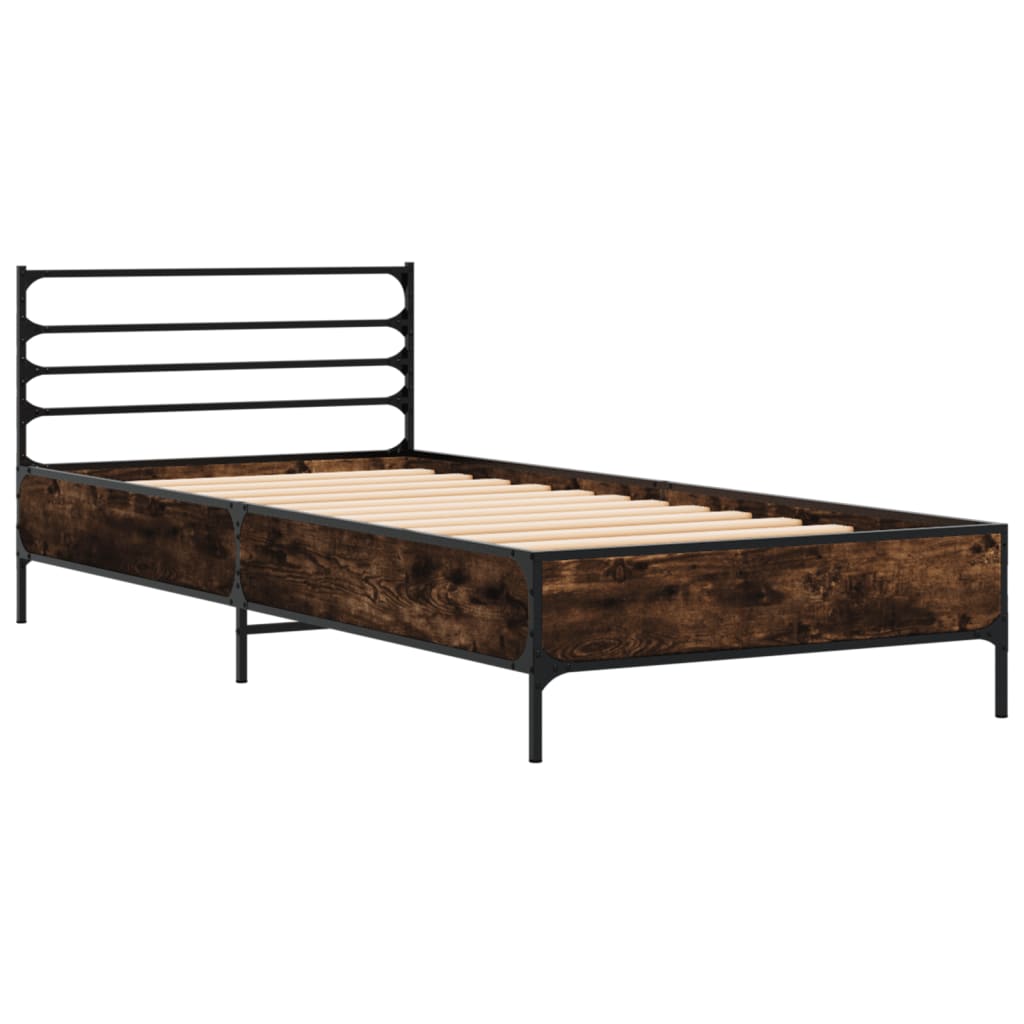 Bed Frame without Mattress Smoked Oak 75x190 cm Small Single