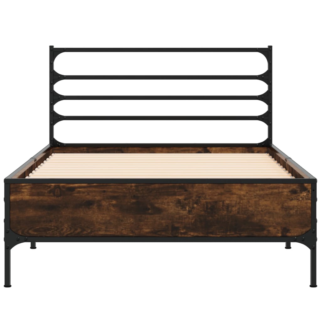 Bed Frame without Mattress Smoked Oak 75x190 cm Small Single