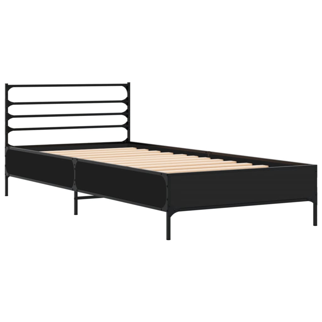 Modern Wooden & Metal Single Size 90cm Bed Frame Base With Headboard