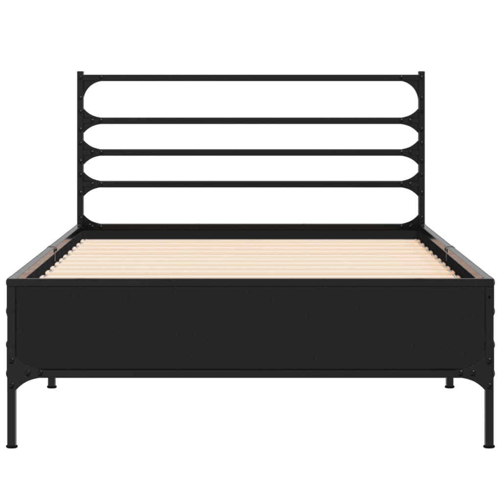 Modern Wooden & Metal Single Size 90cm Bed Frame Base With Headboard