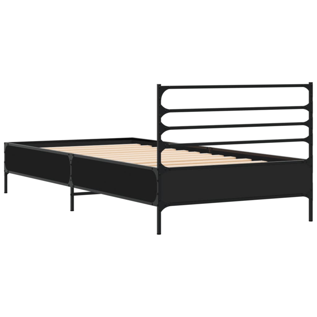 Modern Wooden & Metal Single Size 90cm Bed Frame Base With Headboard