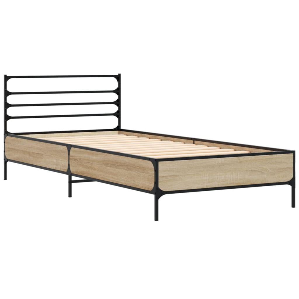 Modern Wooden & Metal Single Size 90cm Bed Frame Base With Headboard