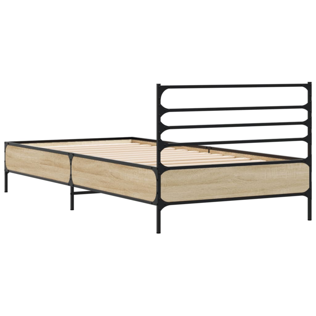 Modern Wooden & Metal Single Size 90cm Bed Frame Base With Headboard