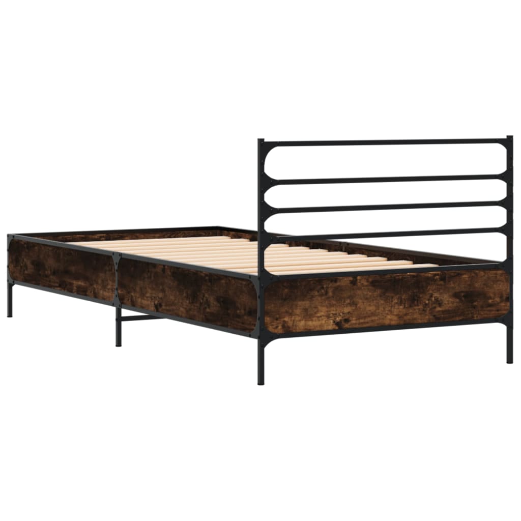 Modern Wooden & Metal Single Size 90cm Bed Frame Base With Headboard