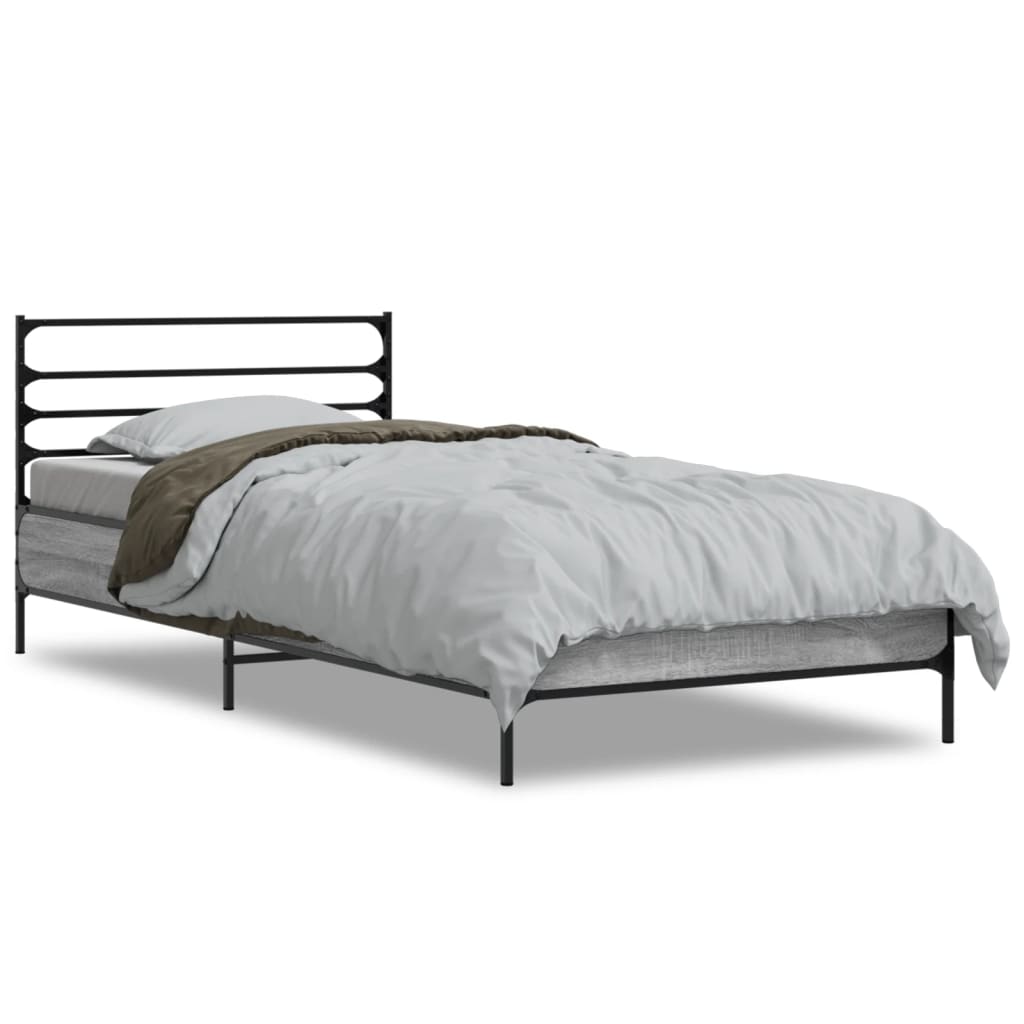 Modern Wooden & Metal Single Size 90cm Bed Frame Base With Headboard